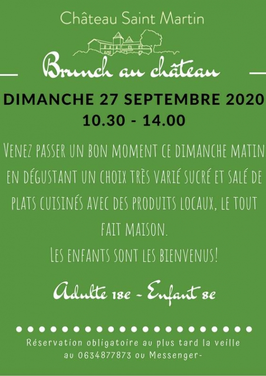 Brunch - Dimanche 11 octobre, Pouillon, Château Saint-Martin