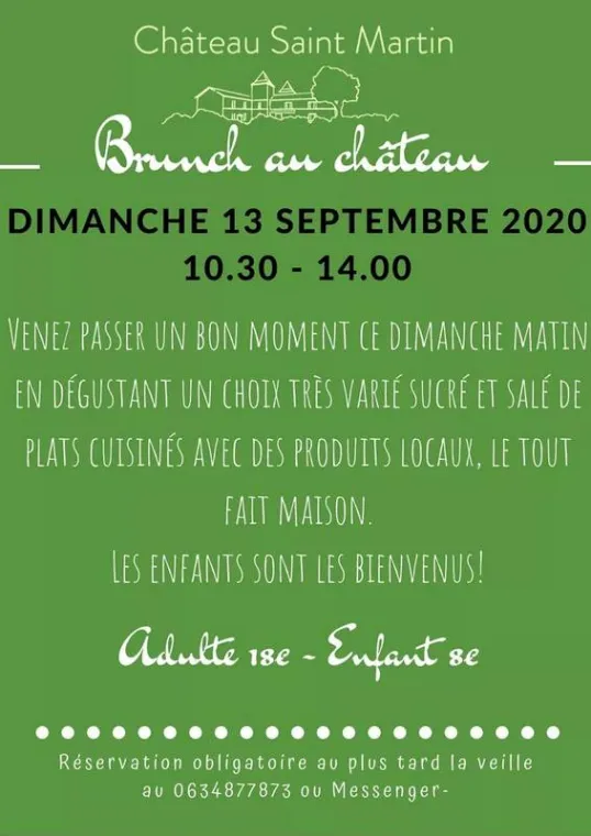 Brunch dimanche 13 septembre, Pouillon, Château Saint-Martin