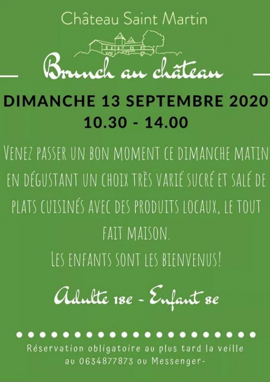 Brunch dimanche 13 septembre, Pouillon, Château Saint-Martin