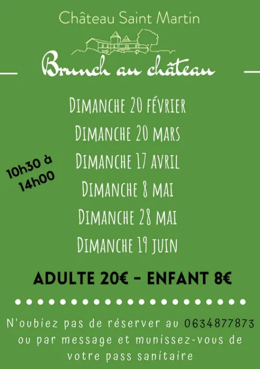 Prochains brunchs, Pouillon, Château Saint-Martin