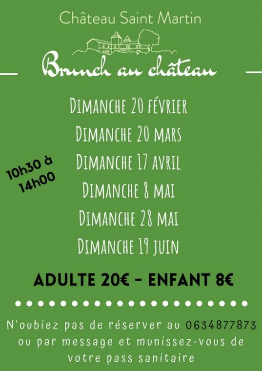 Prochains brunchs, Pouillon, Château Saint-Martin