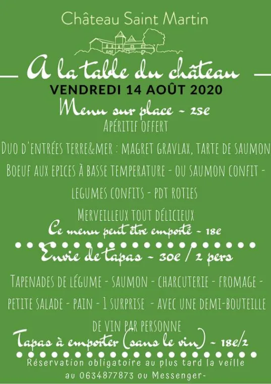 À la table du château - 14 août 2020, Pouillon, Château Saint-Martin